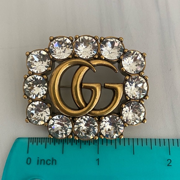 Gucci Jewelry Gucci Gg Crystal Large Brooch Authentic Bronze Poshmark